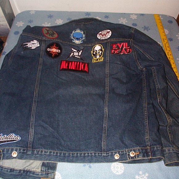 Denim Jean jacket with band patches Metallica OZZY Black Sabbath Linkin Park - Picture 7 of 9
